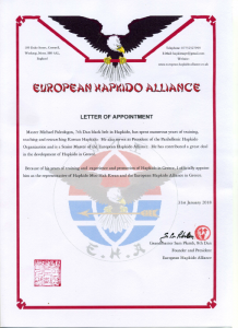 Panhellenic Hapkido Organization European Hapkido Alliance Letter of Appointment